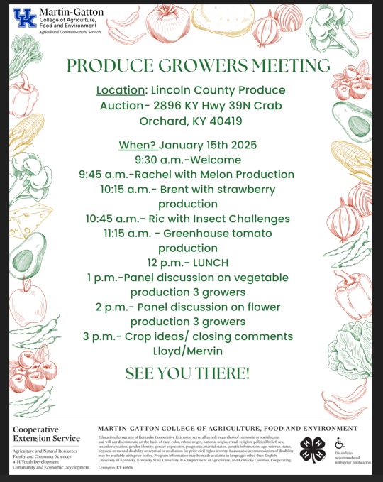 Lincoln County Produce Growers Meeting Agenda